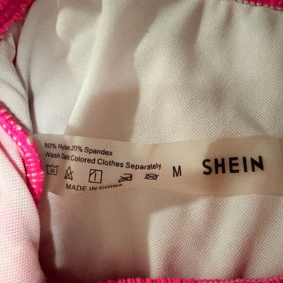 💗 SHEIN Hot Pink Smocked High-Waisted Bikini Set – Size M - Picture 7 of 7
